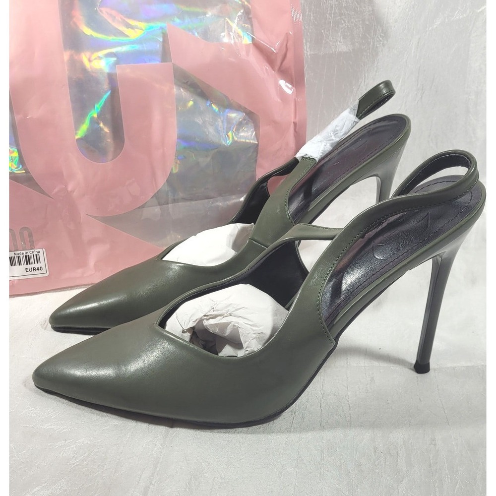 Cuccoo Women's Casual Minimalist High Heel Stilleto Pumps - Olive Green - Sz US9